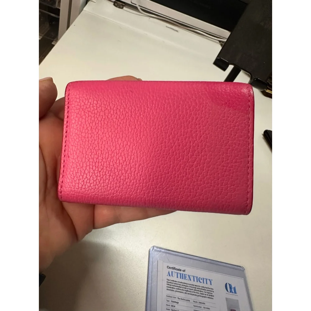 Women's MCM Pink Leather Tri-Fold Wallet